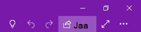 OneNote-ikkunan oikea yläkulma, jossa näkyy Jaa-painikkeen sijainti.
