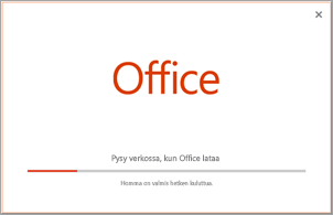 Office-sovelluksen asennuksen eteneminen