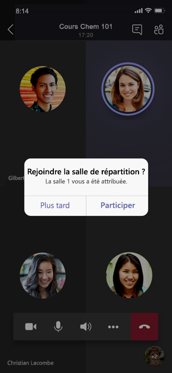 Rejoignez le dialogue de la salle de réunion sur le mobile.