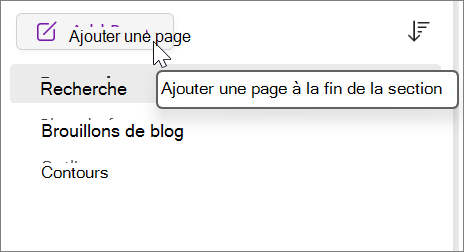 Sélectionnez cette option pour ajouter une page à la fin de la section