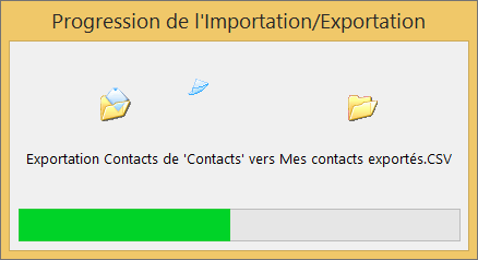 Image de la zone de progression de l’exportation.