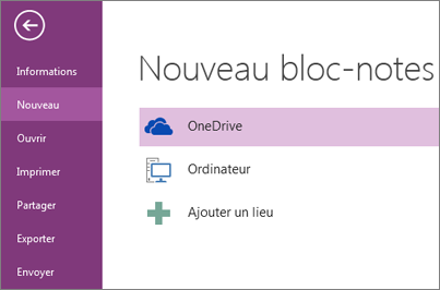 Processus Nouveau bloc-notes dans OneNote