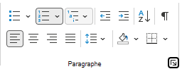 Groupe paragraphe sur le ruban dans Outlook.