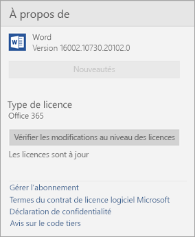 À propos de la fenêtre Word Mobile