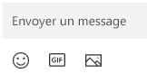 Sous la zone Message, vous trouverez des boutons pour insérer un emoji, une image GIF ou une image.