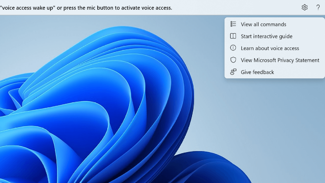 Le bouton d’aide situé tout à droite de l’interface utilisateur d’accès vocal est développé pour afficher les différentes options.