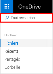 Emplacement Tout rechercher dans OneDrive