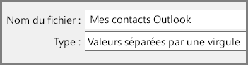 Attribuez un nom à votre fichier de contacts.