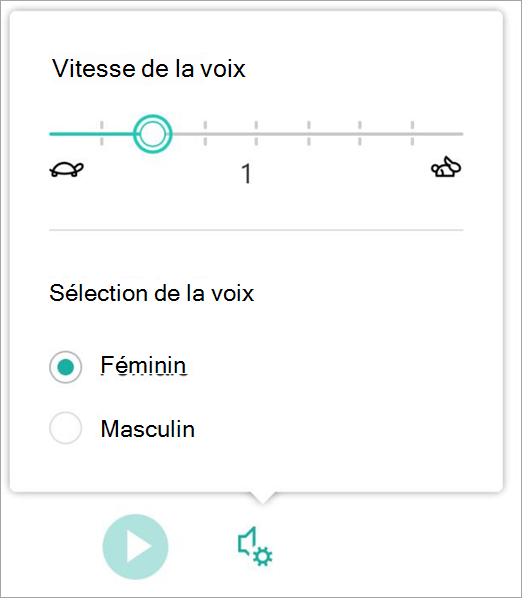 Vitesse et sexe de la voix du lecteur immersif