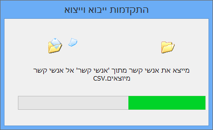 תמונה של תיבת התקדמות הייצוא.