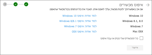 צילום מסך של המסך 'השאר מכשירים' באתר האינטרנט של OneDrive