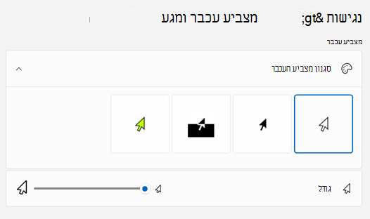 מצביע העכבר & במגע הגדרות