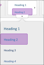 תפריט סגנון כותרת ב- OneNote עבור Mac.