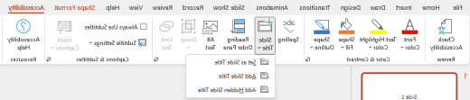 רצועת הכלים של נגישות ב- PowerPoint עבור Windows.