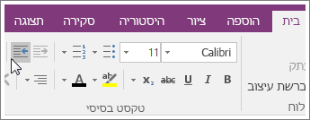 צילום מסך של לחצן 'הגדלת כניסה' ב- OneNote 2016.