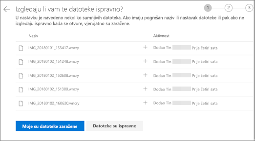 Snimka zaslona na kojoj se prikazuje zaslon Do these files look right screen on the OneDrive website