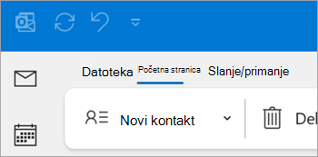 Snimka zaslona s prikazom novog kontakta na vrpci klasičnog programa Outlook