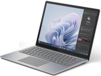 Snimka zaslona uređaja Surface Laptop za tvrtke s zaslonom okrenutim prema van i kopilotom u sustavu Windows na zaslonu.