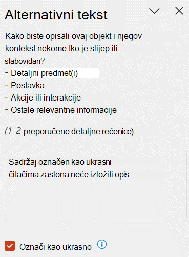 Slika označena kao ukrasna u oknu Zamjenski tekst.