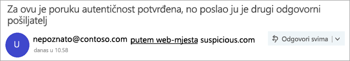 Snimka zaslona na kojoj se prikazuje oznaka putem