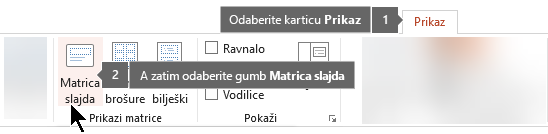 Koristite karticu Prikaz u programu PowerPoint da biste se prebacili na prikaz matrice slajda