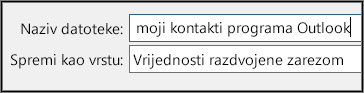 Dodijelite naziv datoteci s kontaktima.