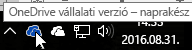 Képernyőkép, amelyen a kék OneDrive ikonra mutat a kurzor, a OneDrive Vállalati verzió szöveggel