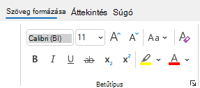 Szövegcsoport formázása az Outlookban.