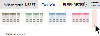 A Továbbiak legördülő nyilat választva nyissa meg a táblázatstílusok teljes gyűjteményét.