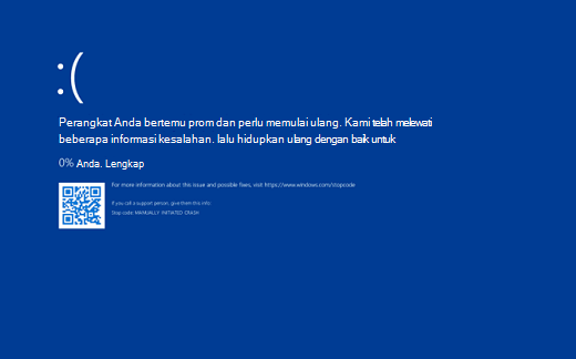 Cuplikan layar kesalahan Layar Biru