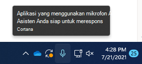 Cuplikan layar ikon mikrofon di tasskbar.