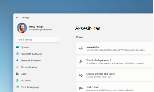 Pilih pengaturan aksesibilitas Anda