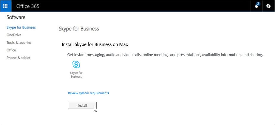 Instal Skype for Business di halaman Mac