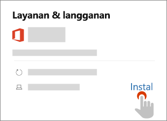 Memperlihatkan link Instalasi pada halaman Layanan & langganan