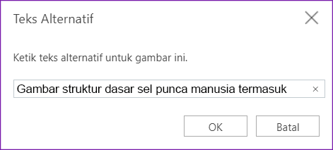 Dialog teks alternatif untuk OneNote untuk web