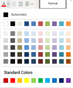 Menu Warna font di OneNote untuk web.