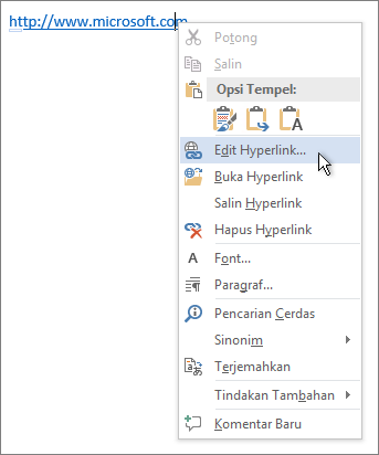 Mengedit hyperlink