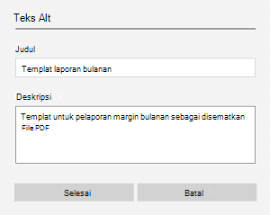 Contoh teks alt untuk file yang disematkan di OneNote untuk Windows 10.