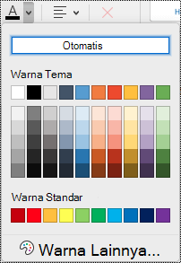Menu tarik warna font di OneNote untuk Mac.