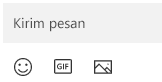 Di bawah kotak Pesan terdapat tombol untuk menyisipkan emoji, GIF, atau gambar.