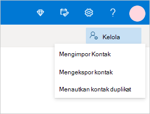 Mengelola menu kontak di Outlook.com