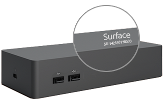 Nomor seri di Surface Dock