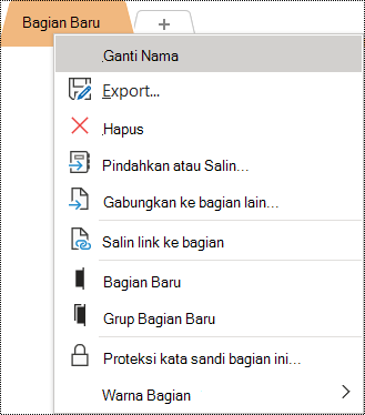 Cuplikan layar menu konteks dengan opsi Ganti Nama dipilih.