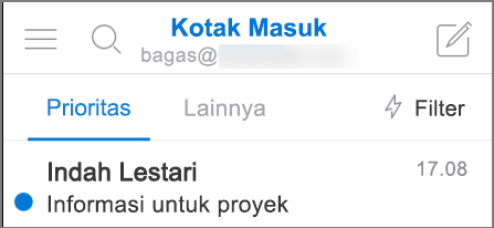 Gambaran tampilan Outlook di iPhone.