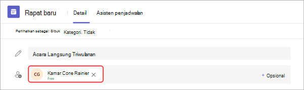 Cuplikan layar memperlihatkan cara menyambungkan MTR ke acara langsung di Teams.