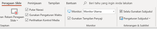 Selalu Gunakan kotak centang Subtitel di tab Slide Show