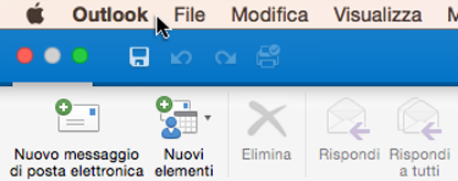 Per verificare la versione di Outlook in uso, scegliere Outlook sulla barra dei menu.