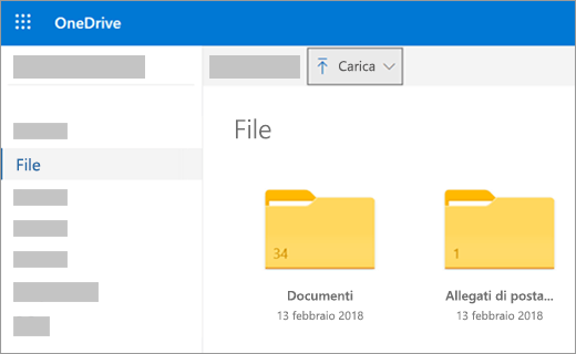 Caricare file o immagini in OneDrive