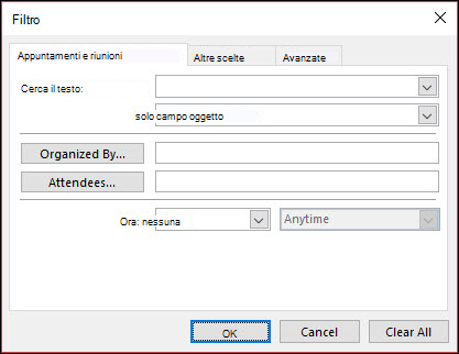 Scegliere tra un'ampia gamma di campi di appuntamenti e riunioni.