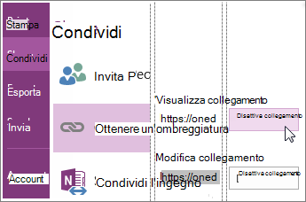 Abilitare o disabilitare un collegamento di condivisione